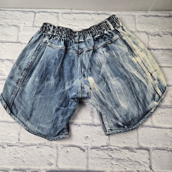 Women's Denim Shorts Acid Wash Retro Running size Medium Repurposed - Picture 2 of 6